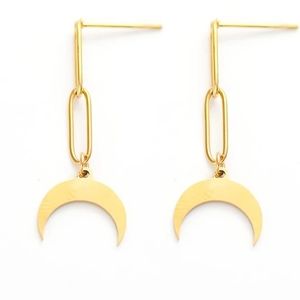 Crescent moon pendant earrings
